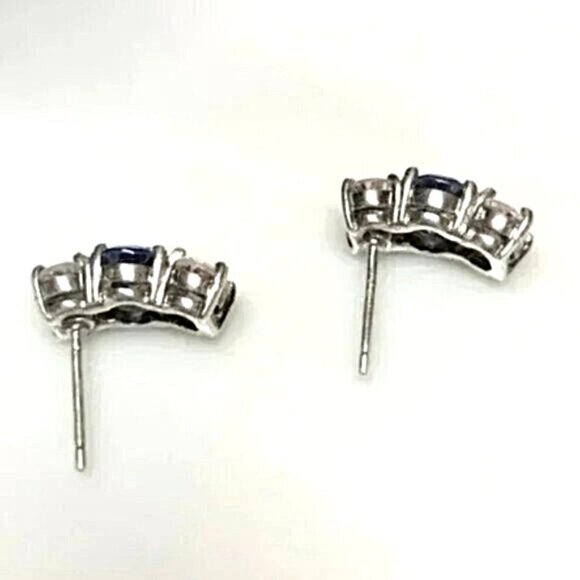 Sapphire Cubic Zirconia Earrings - Picture 2 of 3